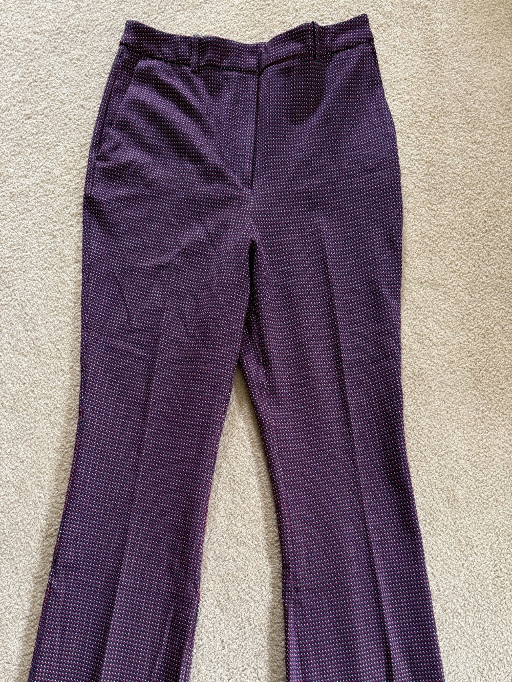 Worthington Crop Flare Trouser. Ultra Stretch. Red, white and blue.
